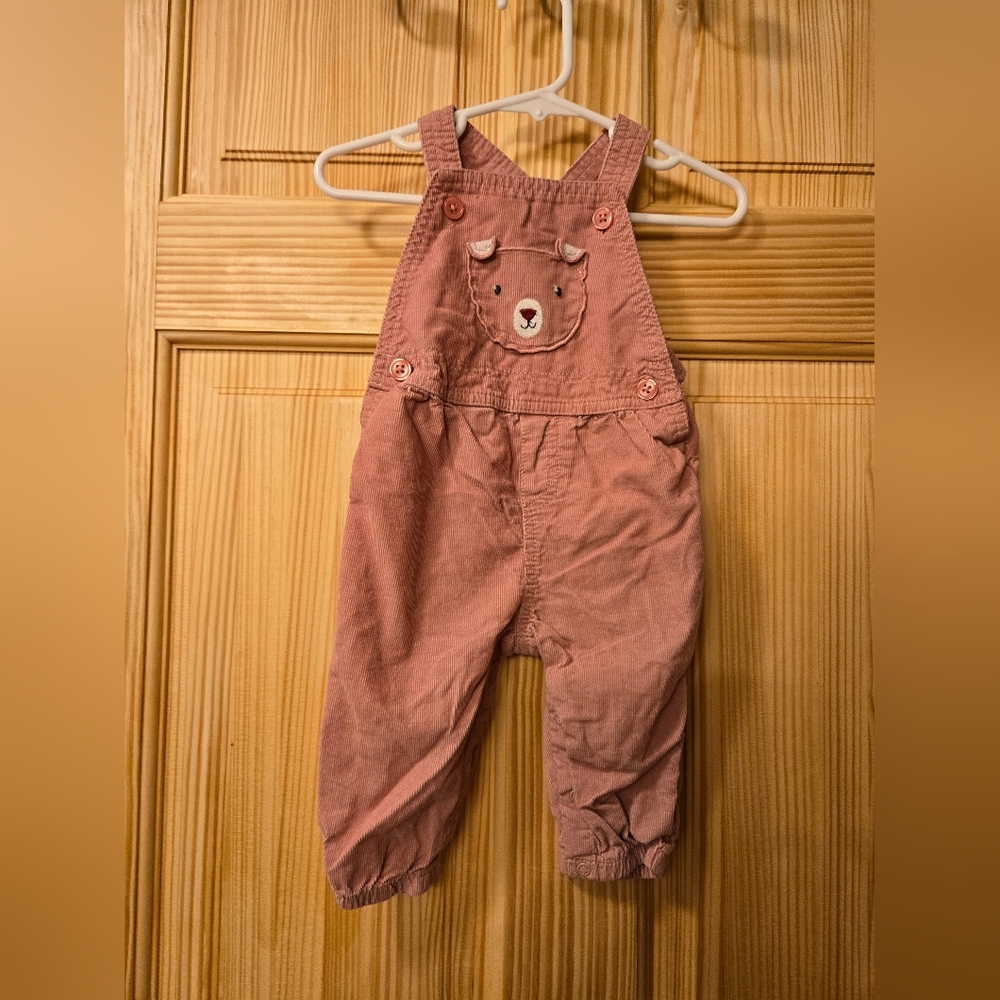 Pink Bear Corduroy Overalls